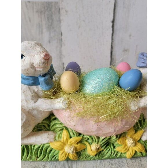 Folk art Easter bunny egg lay rustic home decor - Picture 3 of 12